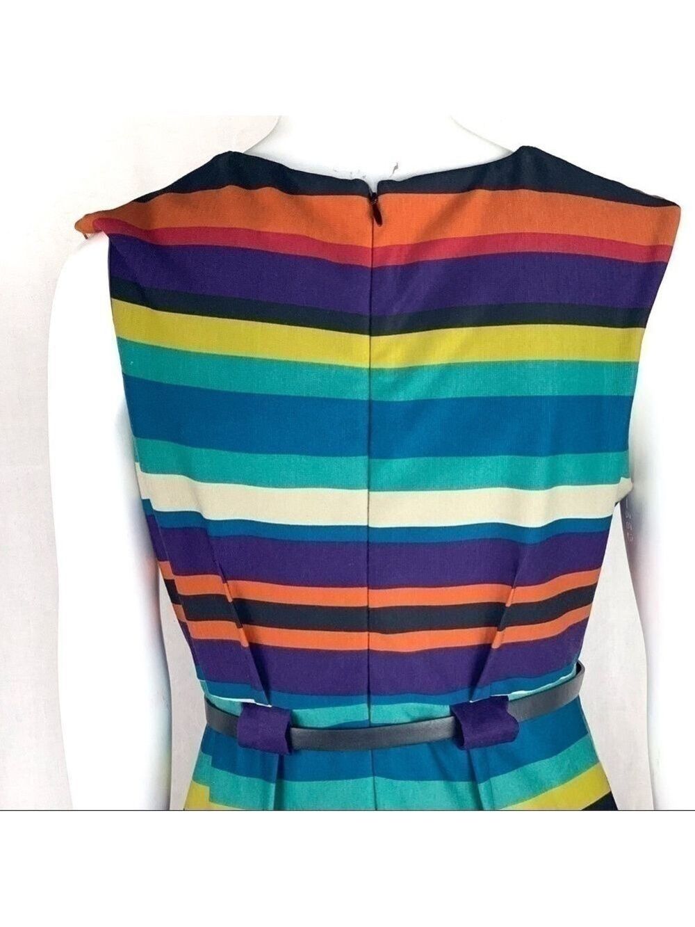 NWOT-EMMA & Michele Striped CapSleeve Belted Dress - Picture 15 of 16